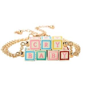 Melanie Martinez Cry Baby Bracelet Set Letter Blocks Gold Tone